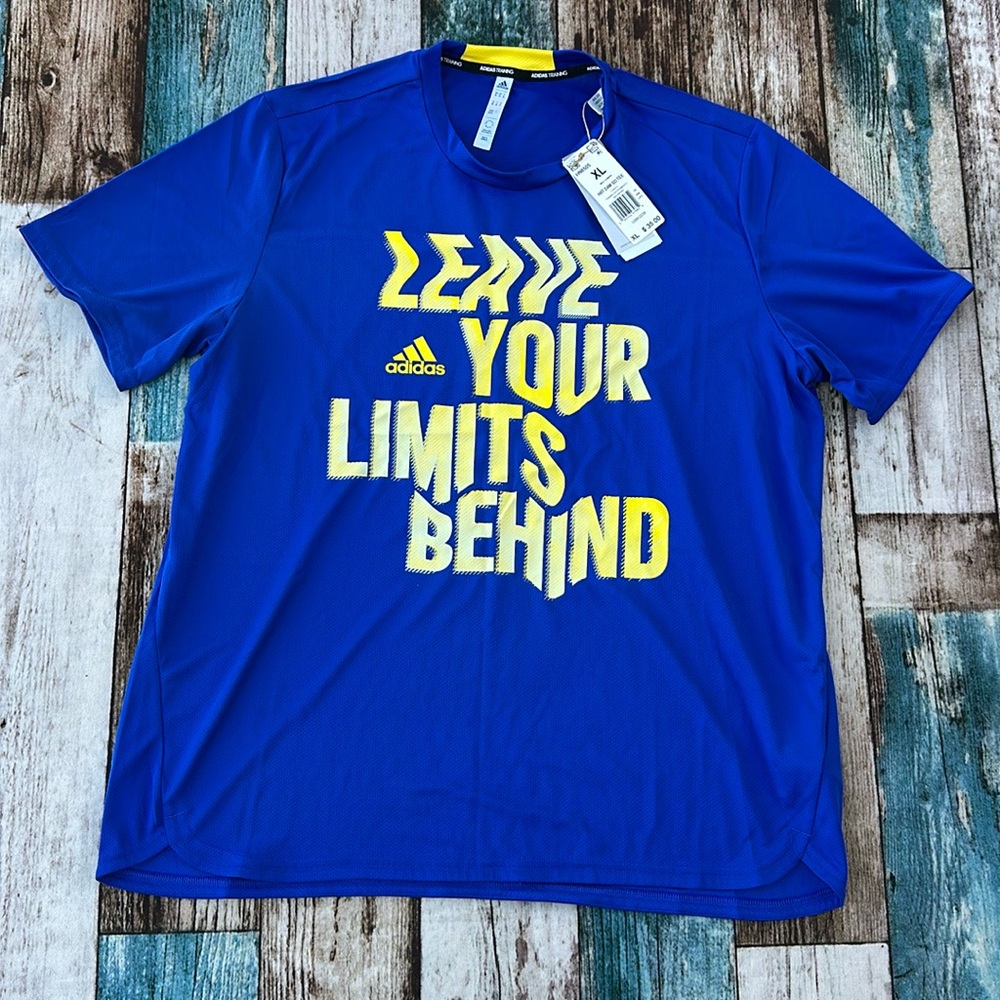 New XL Men Adidas Shirt Short Sleeve Leave Your Limits Behind Jersey Style